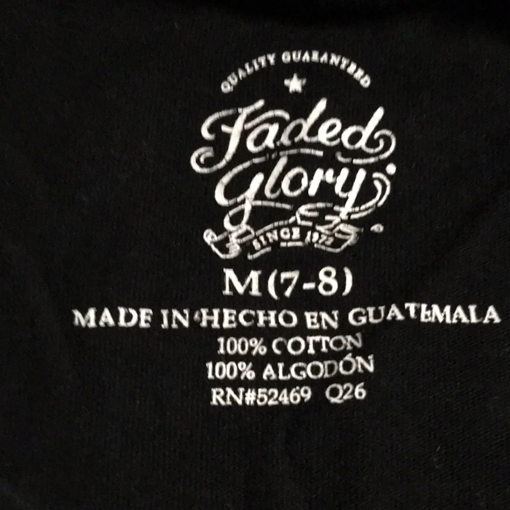 Faded Glory Halloween? girls size 7-8 solid black short sleeve tshirt EUC